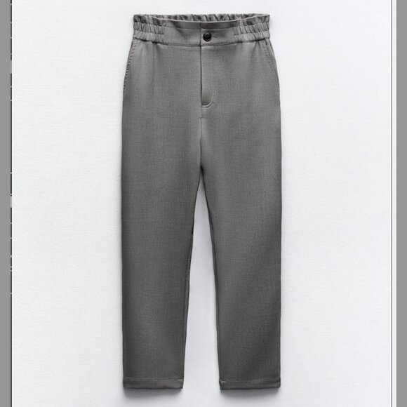 Zara Gray Paper Bag Ankle-Length Pants size M - Picture 1 of 6